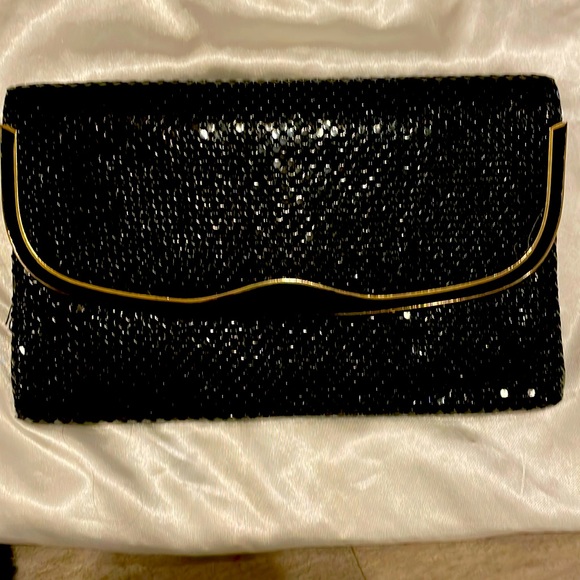 Sequin mesh black evening bag - Picture 1 of 8
